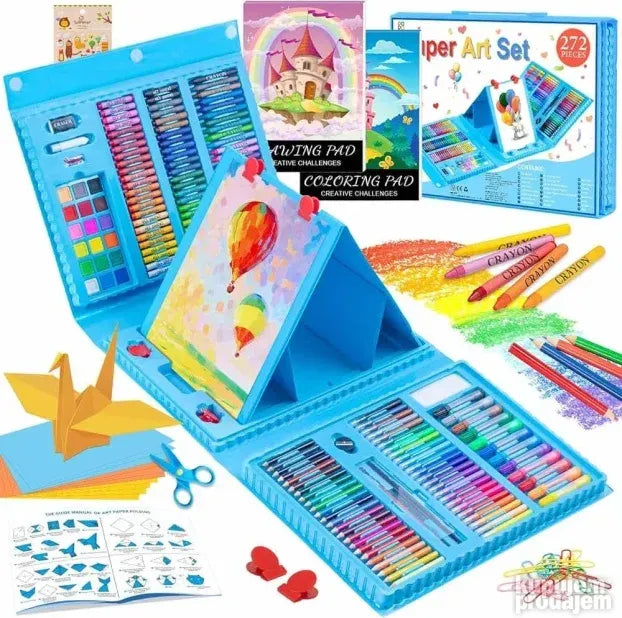 Kofer sa bojicama za djecu - set od 208 djelova za crtanje i školu
