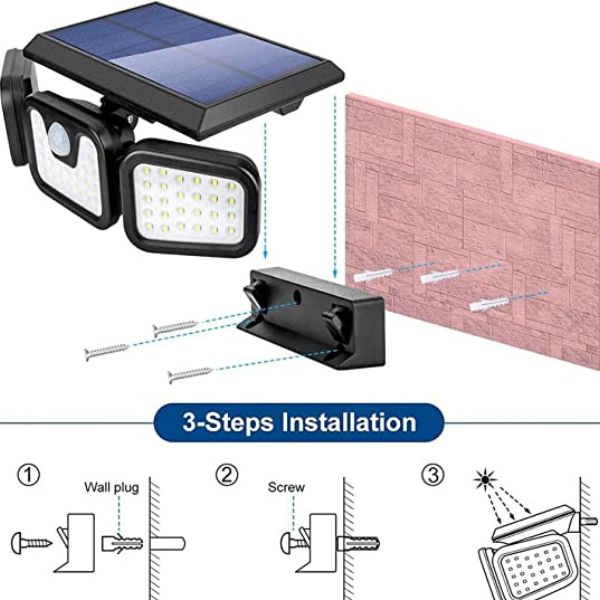 Trostrani solarni LED reflektor, Solarni LED reflektor 15W DMD sa senzorom