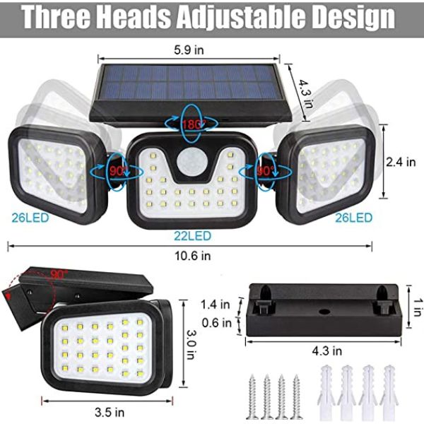 Trostrani solarni LED reflektor, Solarni LED reflektor 15W DMD sa senzorom