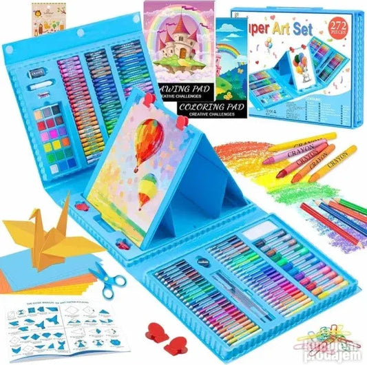 Kofer sa bojicama za djecu - set od 208 djelova za crtanje i školu