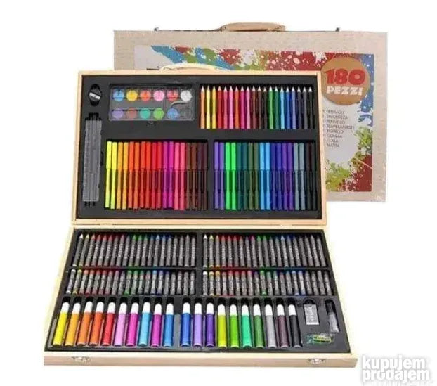Drveni Kofer Za Crtanje I Bojanje Sa 180 Dijelova